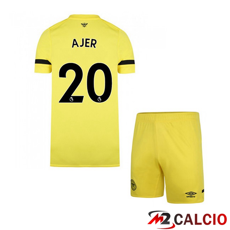 Maglie Calcio Personalizzate,Tute Calcio Squadre,Maglia Nazionale Italiana Calcio | Maglia Brentford FC (AJER 20) Bambino Seconda Giallo 2021/22