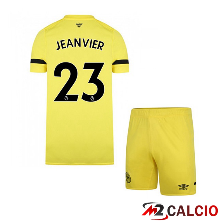 Maglie Calcio Personalizzate,Tute Calcio Squadre,Maglia Nazionale Italiana Calcio | Maglia Brentford FC (JEANVIER 23) Bambino Seconda Giallo 2021/22