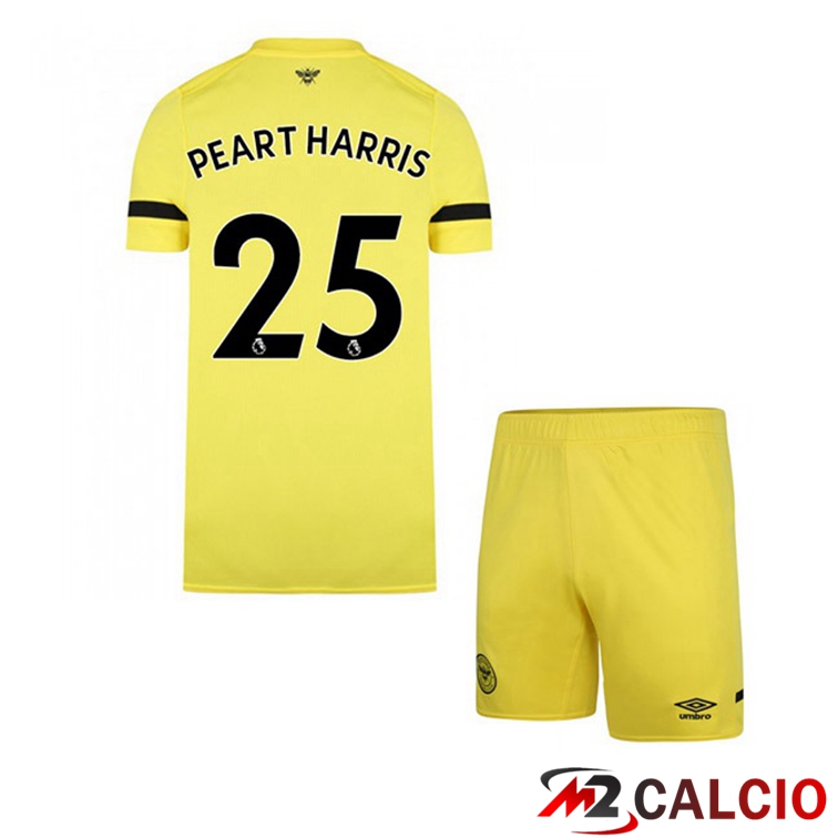 Maglie Calcio Personalizzate,Tute Calcio Squadre,Maglia Nazionale Italiana Calcio | Maglia Brentford FC (PEART HARRIS 25) Bambino Seconda Giallo 2021/22
