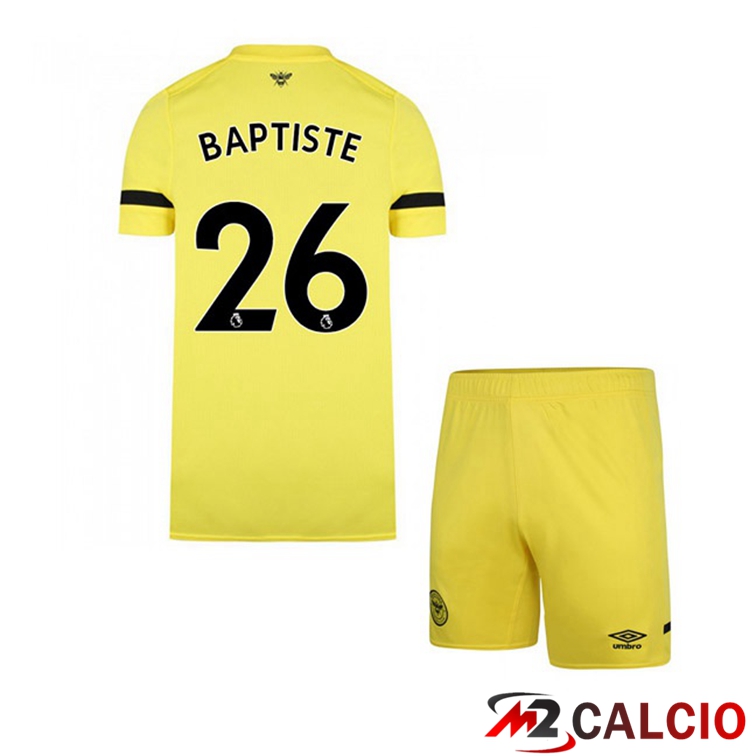 Maglie Calcio Personalizzate,Tute Calcio Squadre,Maglia Nazionale Italiana Calcio | Maglia Brentford FC (BAPTISTE 26) Bambino Seconda Giallo 2021/22