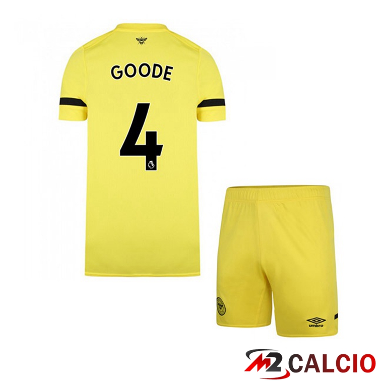 Maglie Calcio Personalizzate,Tute Calcio Squadre,Maglia Nazionale Italiana Calcio | Maglia Brentford FC (GOODE 4) Bambino Seconda Giallo 2021/22