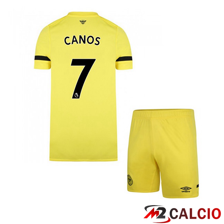 Maglie Calcio Personalizzate,Tute Calcio Squadre,Maglia Nazionale Italiana Calcio | Maglia Brentford FC (CANOS 7) Bambino Seconda Giallo 2021/22