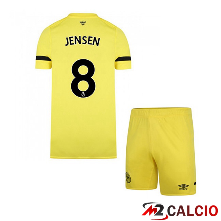 Maglie Calcio Personalizzate,Tute Calcio Squadre,Maglia Nazionale Italiana Calcio | Maglia Brentford FC (JENSEN 8) Bambino Seconda Giallo 2021/22