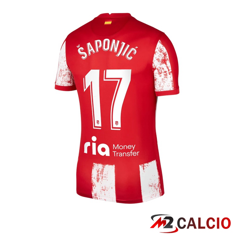 Maglie Calcio Personalizzate,Tute Calcio Squadre,Maglia Nazionale Italiana Calcio | Maglia Atletico Madrid (Šaponjic 17) Prima Rosso/Bianco 2021/2022