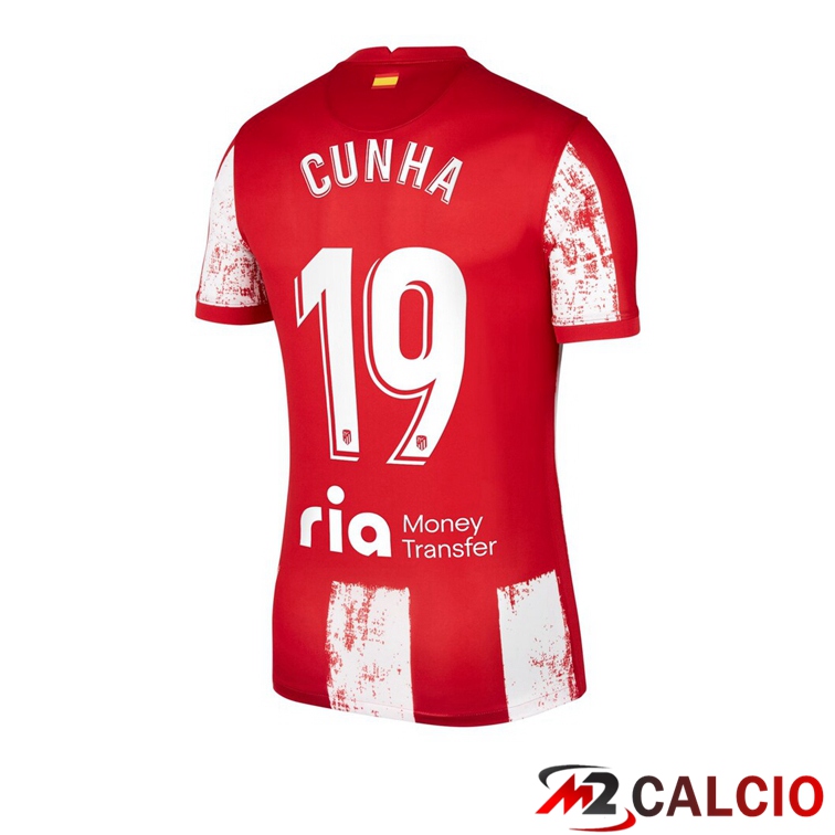 Maglie Calcio Personalizzate,Tute Calcio Squadre,Maglia Nazionale Italiana Calcio | Maglia Atletico Madrid (Cunha 19) Prima Rosso/Bianco 2021/2022