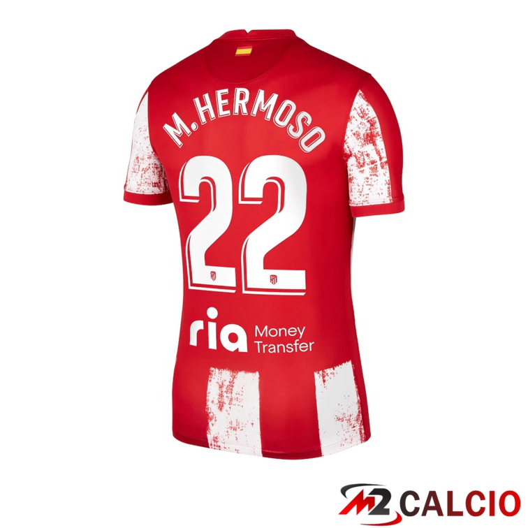 Maglie Calcio Personalizzate,Tute Calcio Squadre,Maglia Nazionale Italiana Calcio | Maglia Atletico Madrid (Hermoso 22) Prima Rosso/Bianco 2021/2022