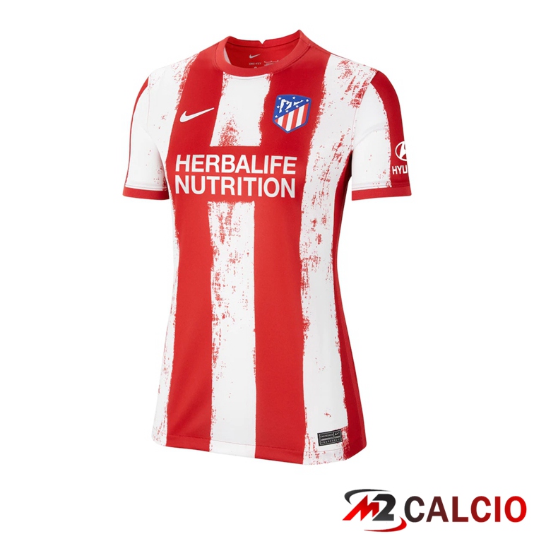 Maglie Calcio Personalizzate,Tute Calcio Squadre,Maglia Nazionale Italiana Calcio | Maglie Calcio Atletico Madrid Donna Prima Rosso/Bianco 2021/2022