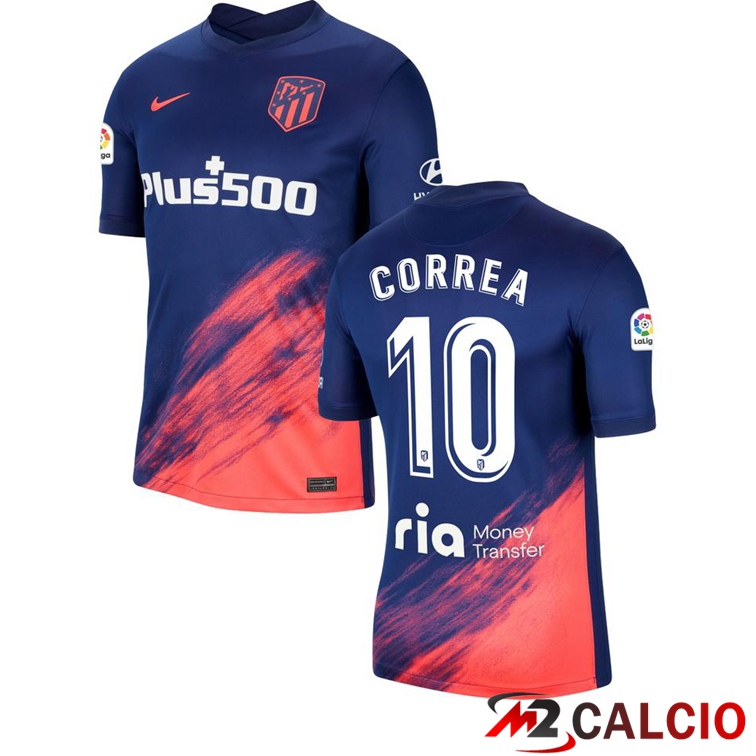 Maglie Calcio Personalizzate,Tute Calcio Squadre,Maglia Nazionale Italiana Calcio | Maglia Atletico Madrid (CORREA 10) Seconda Blu Navy 2021/2022