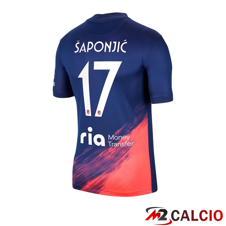 Maglie Calcio Personalizzate,Tute Calcio Squadre,Maglia Nazionale Italiana Calcio | Maglia Atletico Madrid (Šaponjic 17) Seconda Blu Navy 2021/2022