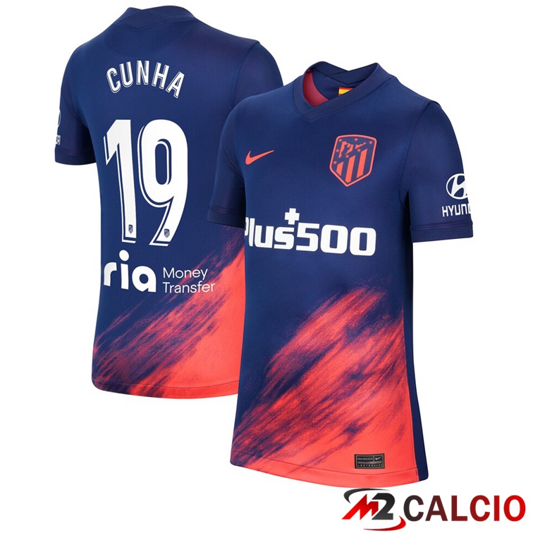 Maglie Calcio Personalizzate,Tute Calcio Squadre,Maglia Nazionale Italiana Calcio | Maglia Atletico Madrid (Cunha 19) Seconda Blu Navy 2021/2022