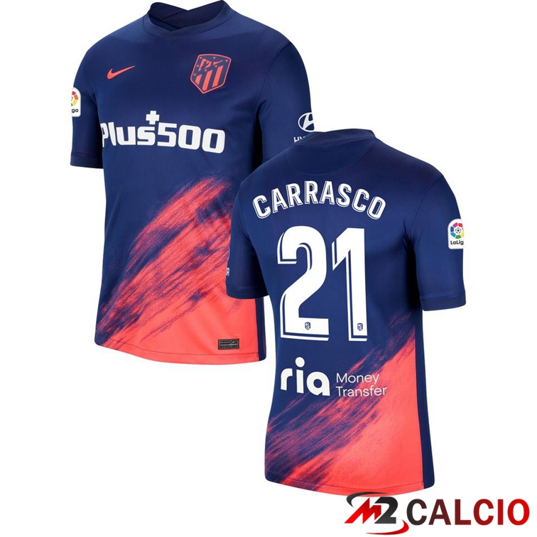 Maglie Calcio Personalizzate,Tute Calcio Squadre,Maglia Nazionale Italiana Calcio | Maglia Atletico Madrid (CARRASCO 21) Seconda Blu Navy 2021/2022