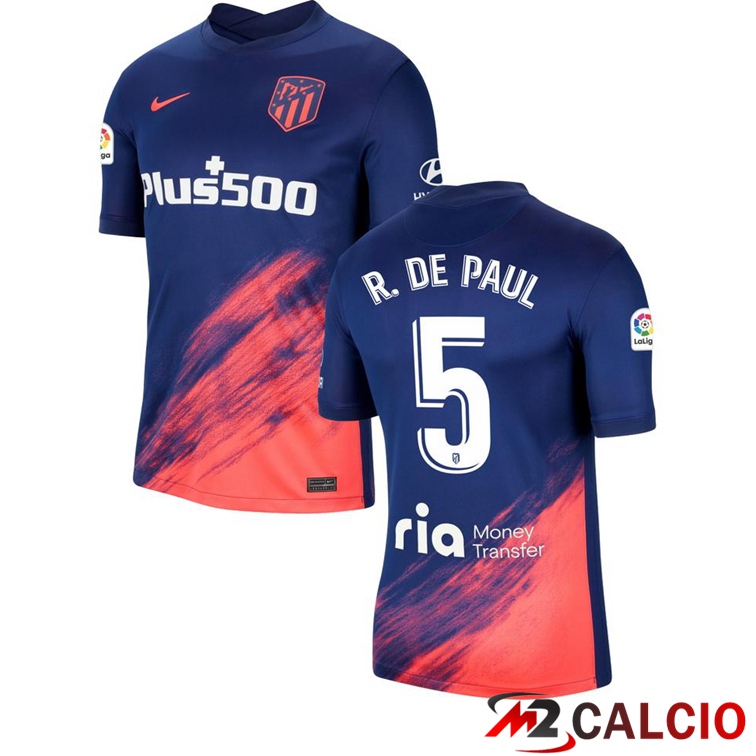 Maglie Calcio Personalizzate,Tute Calcio Squadre,Maglia Nazionale Italiana Calcio | Maglia Atletico Madrid (R. DE PAUL 5) Seconda Blu Navy 2021/2022