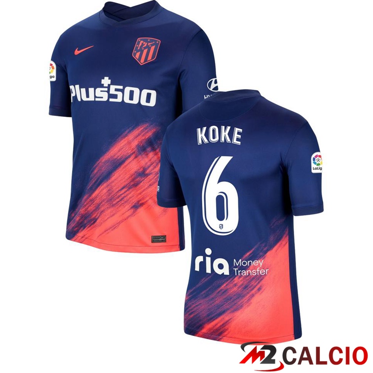 Maglie Calcio Personalizzate,Tute Calcio Squadre,Maglia Nazionale Italiana Calcio | Maglia Atletico Madrid (KOKE 6) Seconda Blu Navy 2021/2022
