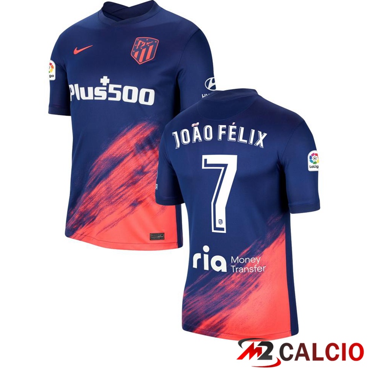 Maglie Calcio Personalizzate,Tute Calcio Squadre,Maglia Nazionale Italiana Calcio | Maglia Atletico Madrid (JOAO FELIX 7) Seconda Blu Navy 2021/2022