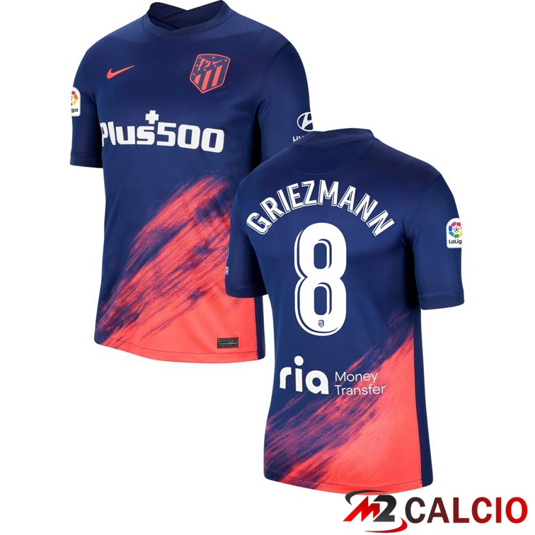 Maglie Calcio Personalizzate,Tute Calcio Squadre,Maglia Nazionale Italiana Calcio | Maglia Atletico Madrid (GRIEZMANN 8) Seconda Blu Navy 2021/2022