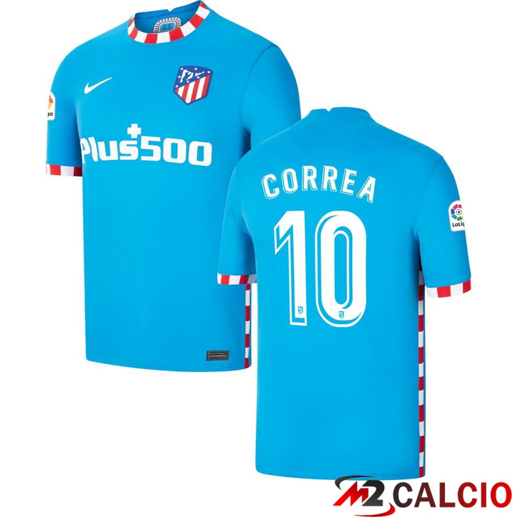 Maglie Calcio Personalizzate,Tute Calcio Squadre,Maglia Nazionale Italiana Calcio | Maglia Atletico Madrid (CORREA 10) Terza Blu 2021/2022
