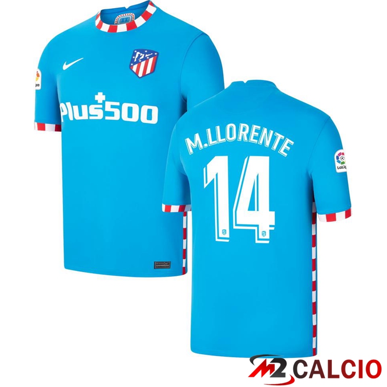 Maglie Calcio Personalizzate,Tute Calcio Squadre,Maglia Nazionale Italiana Calcio | Maglia Atletico Madrid (M.LLORENTE 14) Terza Blu 2021/2022
