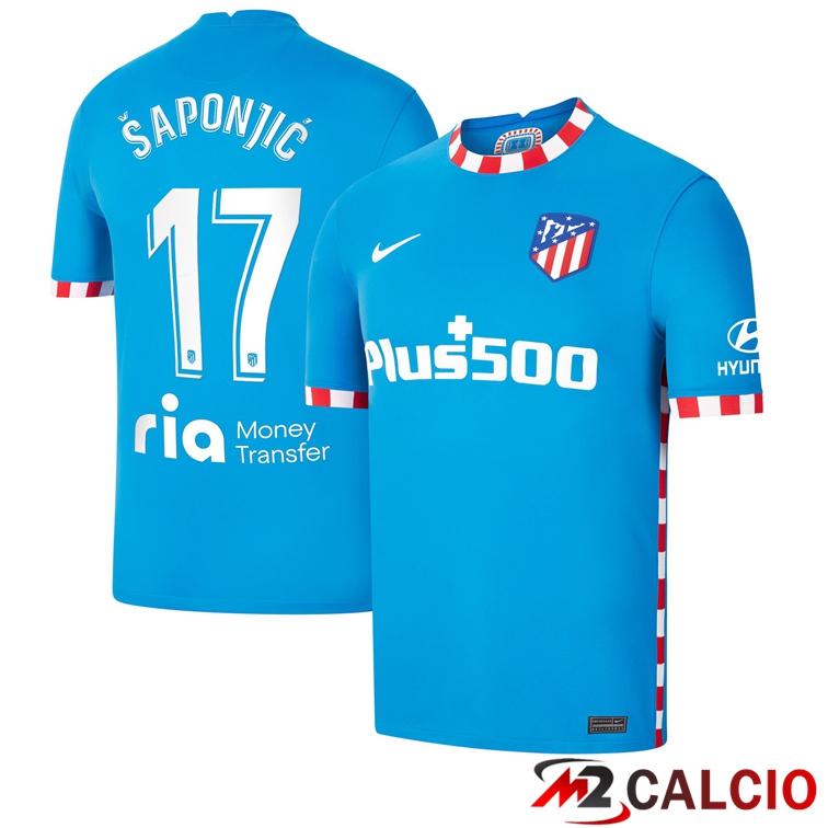 Maglie Calcio Personalizzate,Tute Calcio Squadre,Maglia Nazionale Italiana Calcio | Maglia Atletico Madrid (Šaponjic 17) Terza Blu 2021/2022