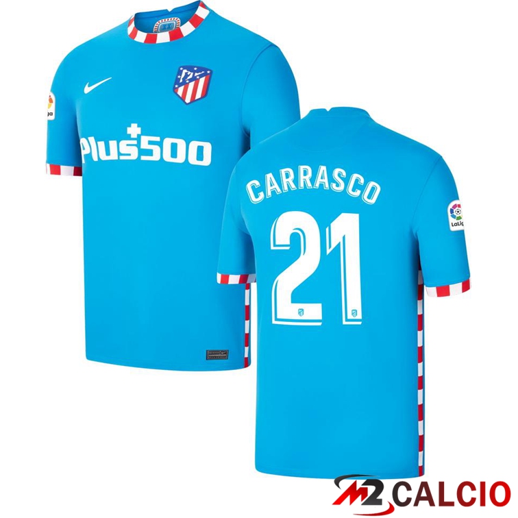 Maglie Calcio Personalizzate,Tute Calcio Squadre,Maglia Nazionale Italiana Calcio | Maglia Atletico Madrid (CARRASCO 21) Terza Blu 2021/2022