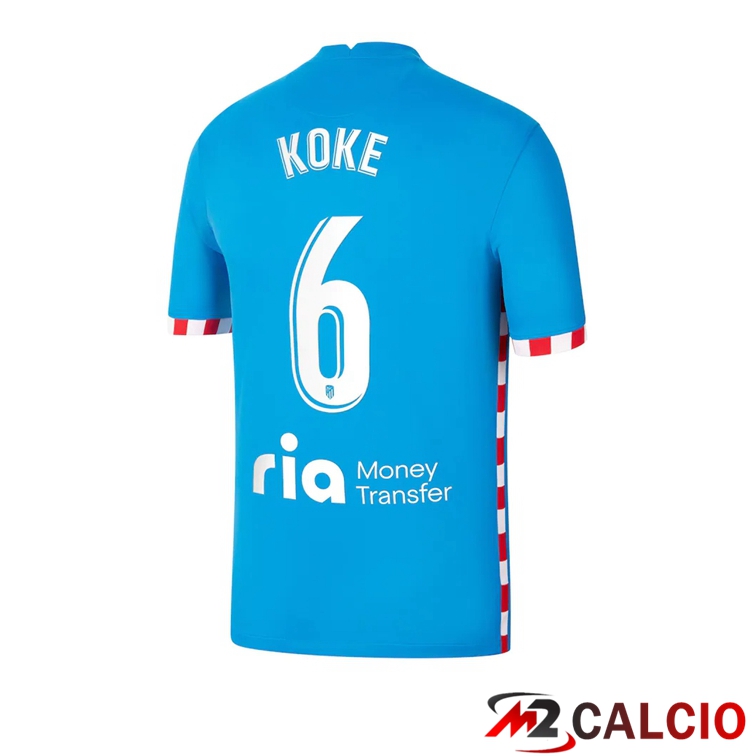 Maglie Calcio Personalizzate,Tute Calcio Squadre,Maglia Nazionale Italiana Calcio | Maglia Atletico Madrid (KOKE 6) Terza Blu 2021/2022