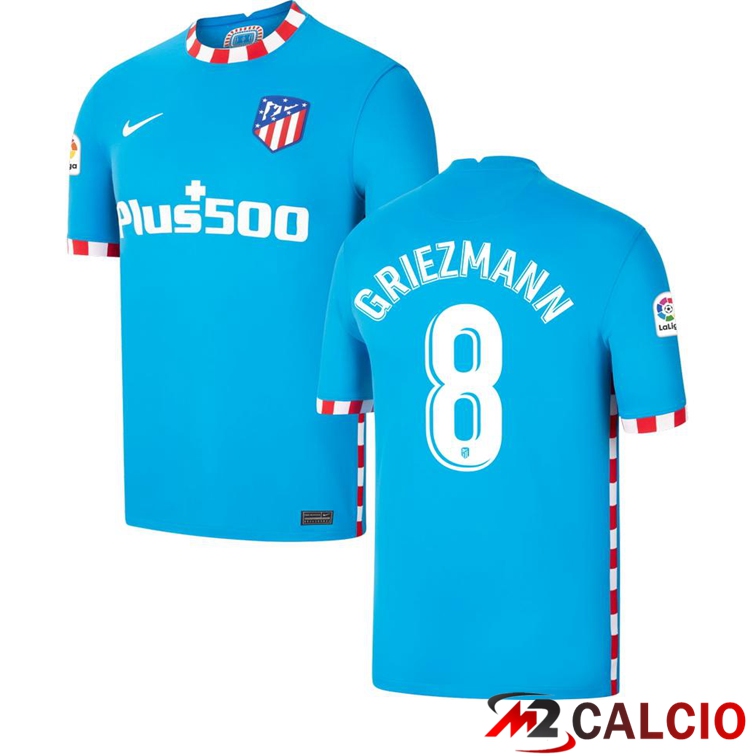 Maglie Calcio Personalizzate,Tute Calcio Squadre,Maglia Nazionale Italiana Calcio | Maglia Atletico Madrid (GRIEZMANN 8) Terza Blu 2021/2022