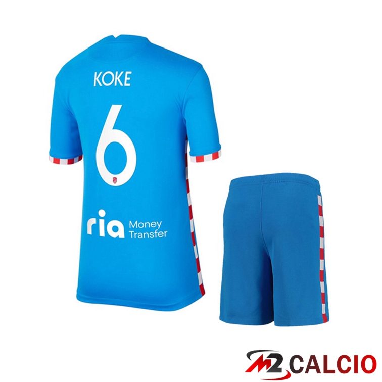 Maglie Calcio Personalizzate,Tute Calcio Squadre,Maglia Nazionale Italiana Calcio | Maglia Atletico Madrid (KOKE 6) Bambino Terza Blu 2021/2022