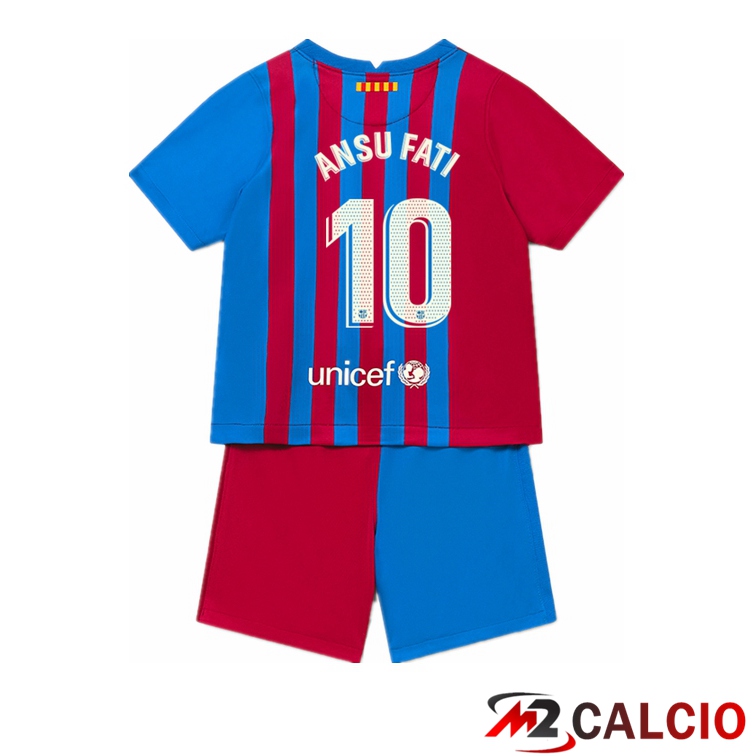 Maglie Calcio Personalizzate,Tute Calcio Squadre,Maglia Nazionale Italiana Calcio | Maglia FC Barcellona (ANSU FATI 10) Bambino Prima Rosso/Blu 2021/2022