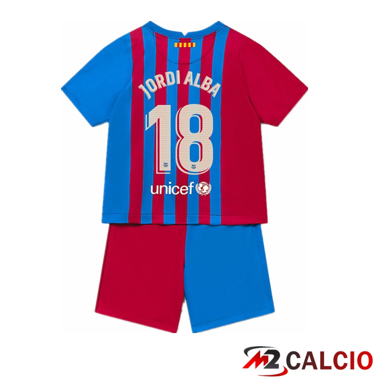 Maglie Calcio Personalizzate,Tute Calcio Squadre,Maglia Nazionale Italiana Calcio | Maglia FC Barcellona (JORDI ALBA 18) Bambino Prima Rosso/Blu 2021/2022