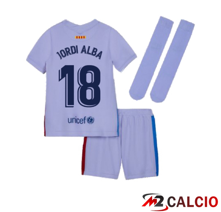 Maglie Calcio Personalizzate,Tute Calcio Squadre,Maglia Nazionale Italiana Calcio | Maglia FC Barcellona (JORDI ALBA 18) Bambino Seconda Viola 2021/2022