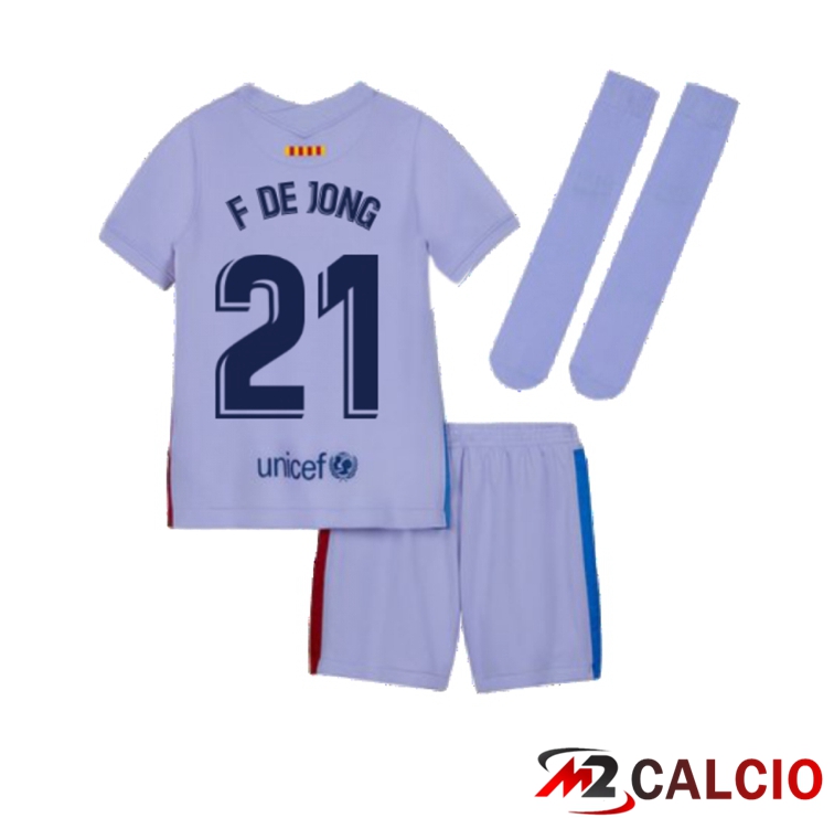 Maglie Calcio Personalizzate,Tute Calcio Squadre,Maglia Nazionale Italiana Calcio | Maglia FC Barcellona (F. De Jong 21) Bambino Seconda Viola 2021/2022