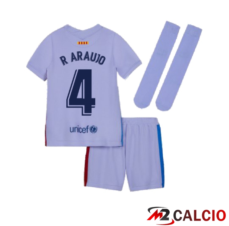 Maglie Calcio Personalizzate,Tute Calcio Squadre,Maglia Nazionale Italiana Calcio | Maglia FC Barcellona (R ARAUJO 4) Bambino Seconda Viola 2021/2022