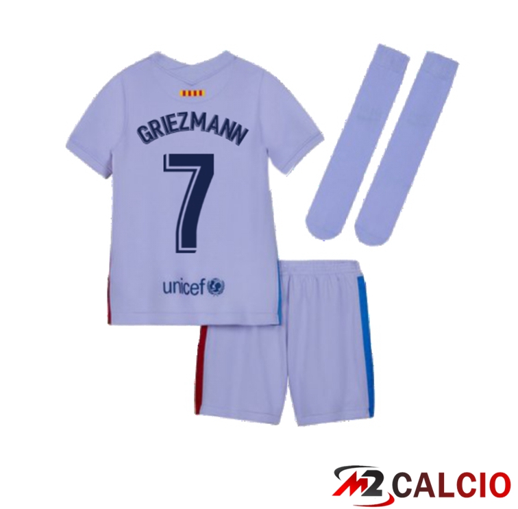 Maglie Calcio Personalizzate,Tute Calcio Squadre,Maglia Nazionale Italiana Calcio | Maglia FC Barcellona (O. DEMBELE 7) Bambino Seconda Viola 2021/2022