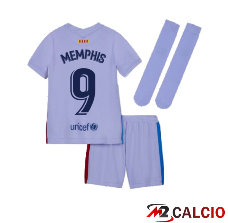 Maglie Calcio Personalizzate,Tute Calcio Squadre,Maglia Nazionale Italiana Calcio | Maglia FC Barcellona (MEMPHIS 9) Bambino Seconda Viola 2021/2022