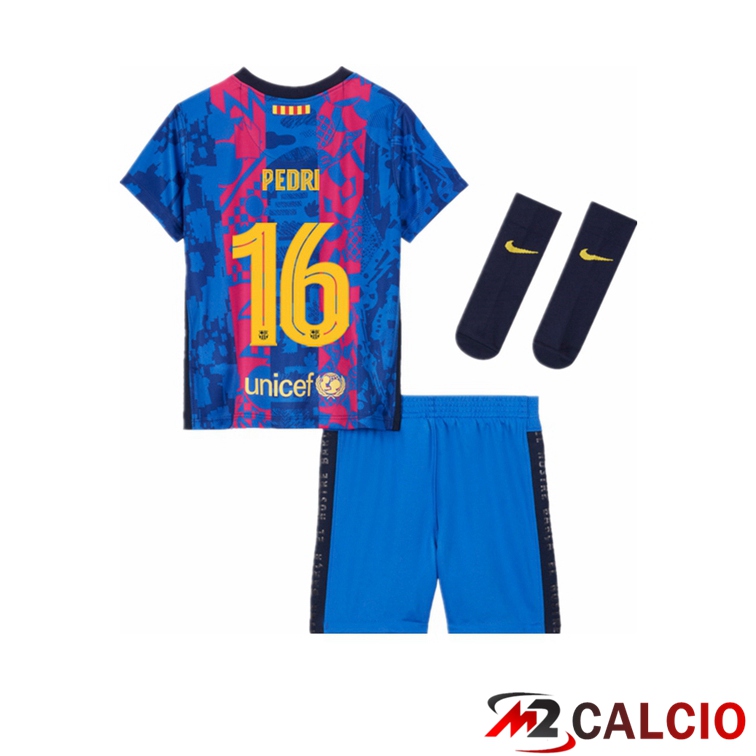 Maglie Calcio Personalizzate,Tute Calcio Squadre,Maglia Nazionale Italiana Calcio | Maglia FC Barcellona (PEDRI 16) Bambino Terza 2021/2022