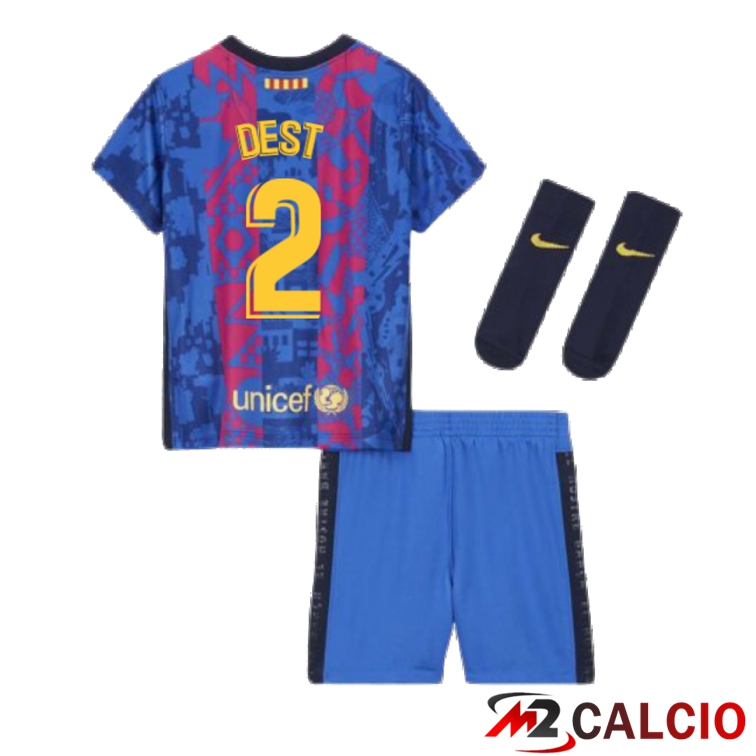 Maglie Calcio Personalizzate,Tute Calcio Squadre,Maglia Nazionale Italiana Calcio | Maglia FC Barcellona (SERGIÑO DEST 2) Bambino Terza 2021/2022