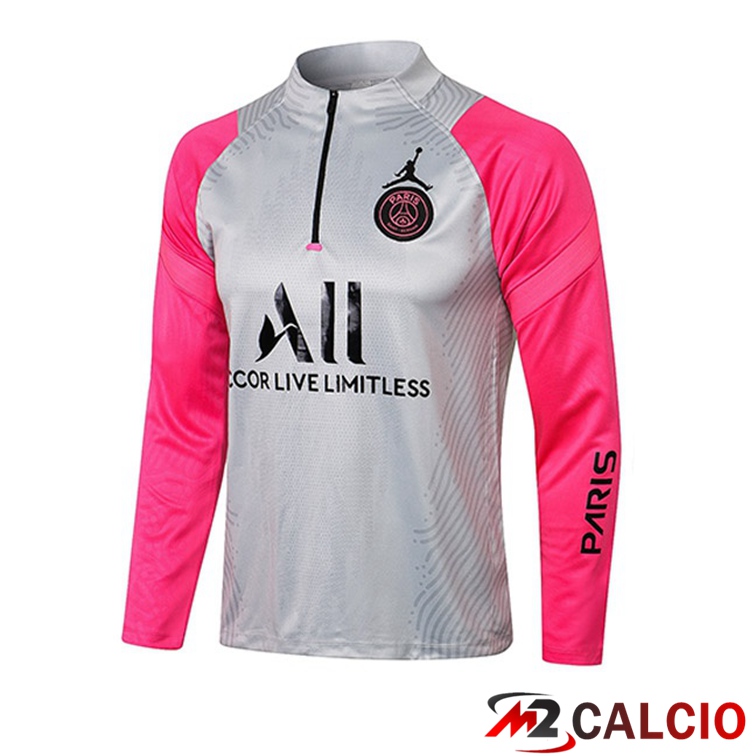 Maglie Calcio Personalizzate,Tute Calcio Squadre,Maglia Nazionale Italiana Calcio | Felpa Allenamento Jordan PSG Grigio Rosa 2021/2022