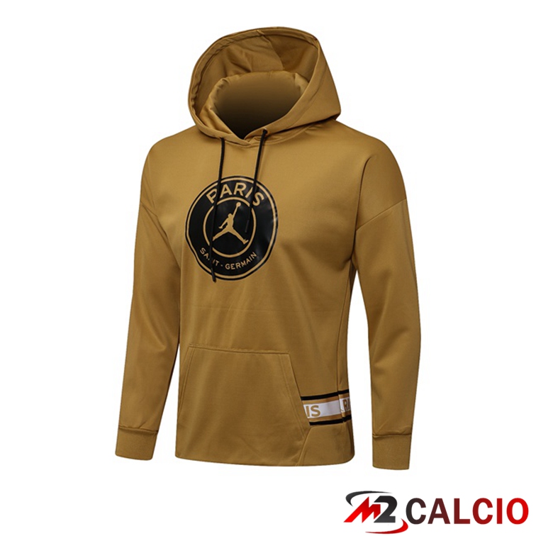 Maglie Calcio Personalizzate,Tute Calcio Squadre,Maglia Nazionale Italiana Calcio | Felpa Cappuccio Jordan PSG Giallo 2021/2022