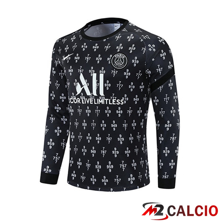Maglie Calcio Personalizzate,Tute Calcio Squadre,Maglia Nazionale Italiana Calcio | Felpa Allenamento Paris PSG Nero Bianco 2021/2022