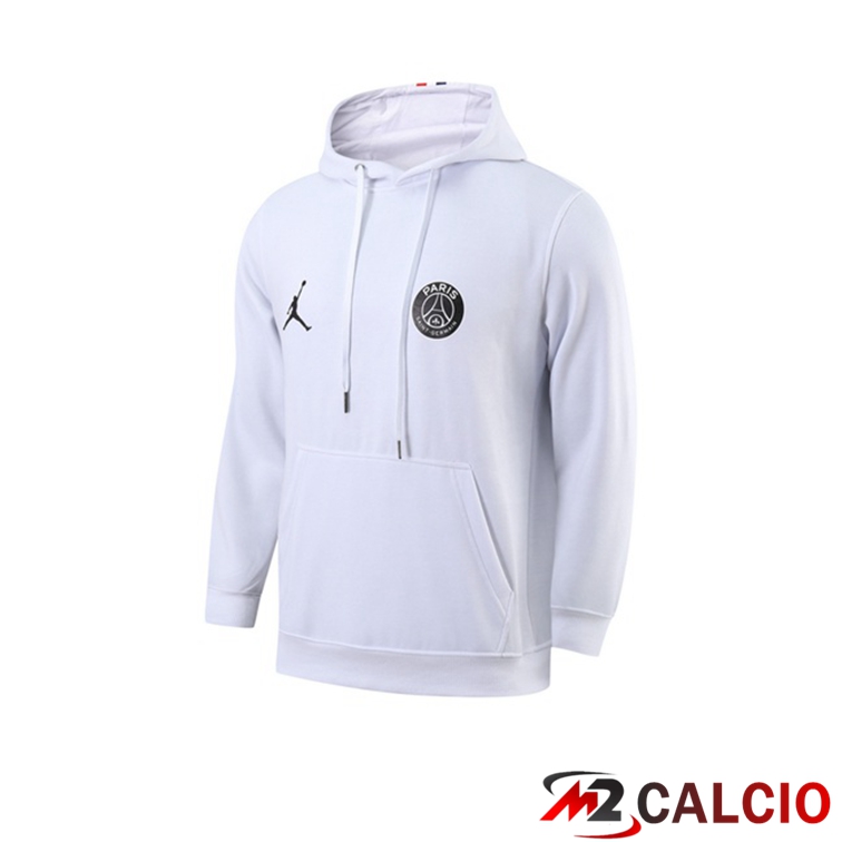 Maglie Calcio Personalizzate,Tute Calcio Squadre,Maglia Nazionale Italiana Calcio | Felpa Cappuccio Jordan PSG Bianco 2021/2022