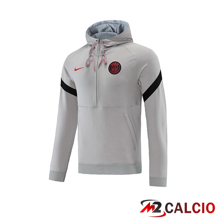 Maglie Calcio Personalizzate,Tute Calcio Squadre,Maglia Nazionale Italiana Calcio | Felpa Cappuccio Paris PSG Grigio 2021/2022