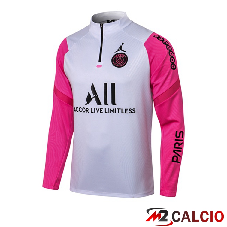 Maglie Calcio Personalizzate,Tute Calcio Squadre,Maglia Nazionale Italiana Calcio | Felpa Allenamento Jordan PSG Bianco Rosa 2021/2022