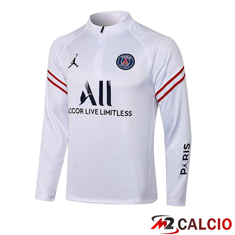 Maglie Calcio Personalizzate,Tute Calcio Squadre,Maglia Nazionale Italiana Calcio | Felpa Allenamento Jordan PSG Bianco 2021/2022