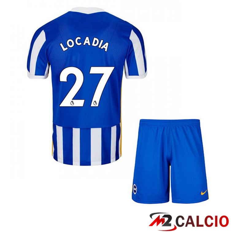 Maglie Calcio Personalizzate,Tute Calcio Squadre,Maglia Nazionale Italiana Calcio | Maglia Brentford FC (LOCADIA 27) Bambino Prima Blu/Bianco 2021/22