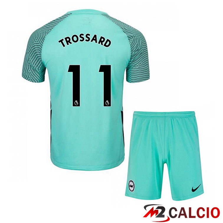 Maglie Calcio Personalizzate,Tute Calcio Squadre,Maglia Nazionale Italiana Calcio | Maglia Brentford FC (TROSSARD 11) Bambino Seconda Verde 2021/22
