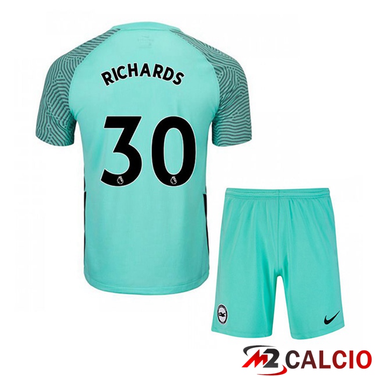 Maglie Calcio Personalizzate,Tute Calcio Squadre,Maglia Nazionale Italiana Calcio | Maglia Brentford FC (RICHARDS 30) Bambino Seconda Verde 2021/22