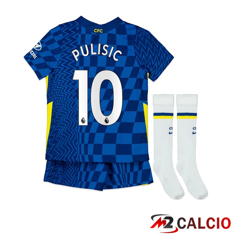 Maglie Calcio Personalizzate,Tute Calcio Squadre,Maglia Nazionale Italiana Calcio | Maglia FC Chelsea (PULISIC 10) Bambino Prima Blu 2021/2022