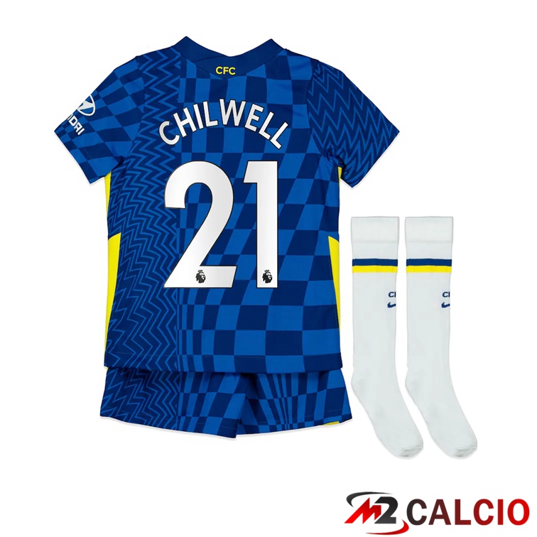 Maglie Calcio Personalizzate,Tute Calcio Squadre,Maglia Nazionale Italiana Calcio | Maglia FC Chelsea (CHILWELL 21) Bambino Prima Blu 2021/2022