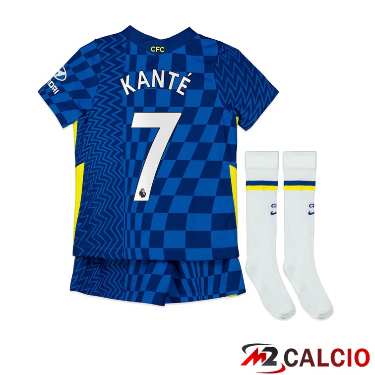 Maglie Calcio Personalizzate,Tute Calcio Squadre,Maglia Nazionale Italiana Calcio | Maglia FC Chelsea (KANTE 7) Bambino Prima Blu 2021/2022