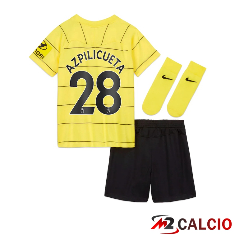 Maglie Calcio Personalizzate,Tute Calcio Squadre,Maglia Nazionale Italiana Calcio | Maglia FC Chelsea (AZPILICUETA 28) Bambino Seconda Giallo 2021/2022