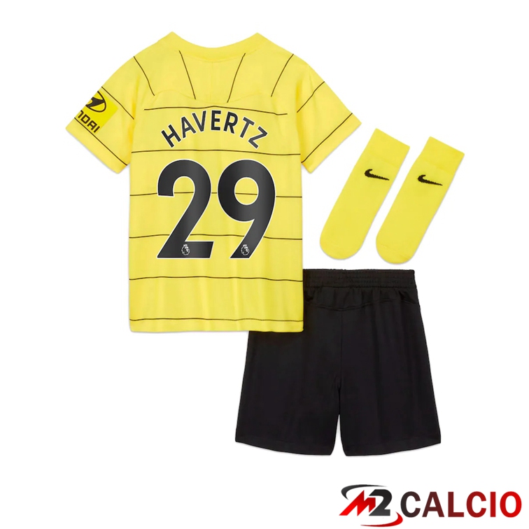 Maglie Calcio Personalizzate,Tute Calcio Squadre,Maglia Nazionale Italiana Calcio | Maglia FC Chelsea (HAVERTZ 29) Bambino Seconda Giallo 2021/2022